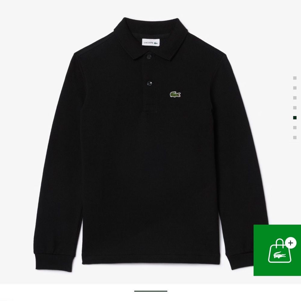 LACOSTE KIDS' BLACK LONG SLEEVE PETIT PIQUÉ POLO size 14